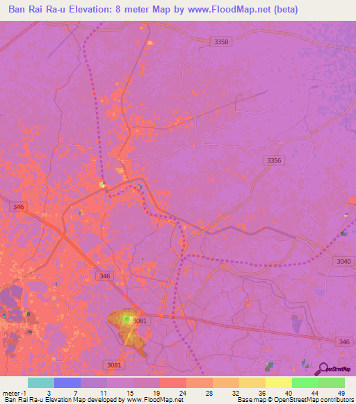 Ban Rai Ra-u,Thailand Elevation Map