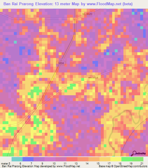 Ban Rai Prarong,Thailand Elevation Map