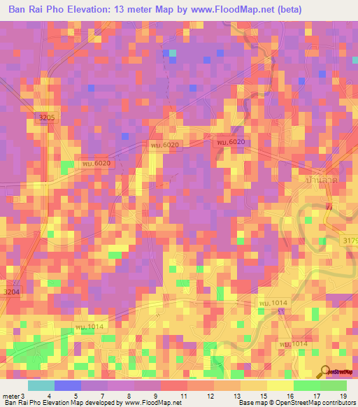 Ban Rai Pho,Thailand Elevation Map