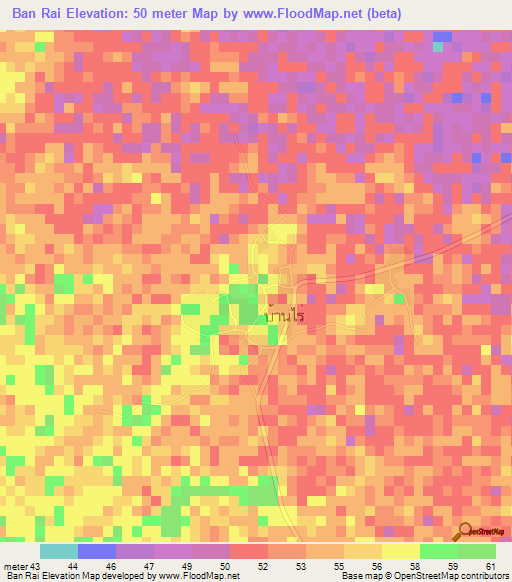 Ban Rai,Thailand Elevation Map