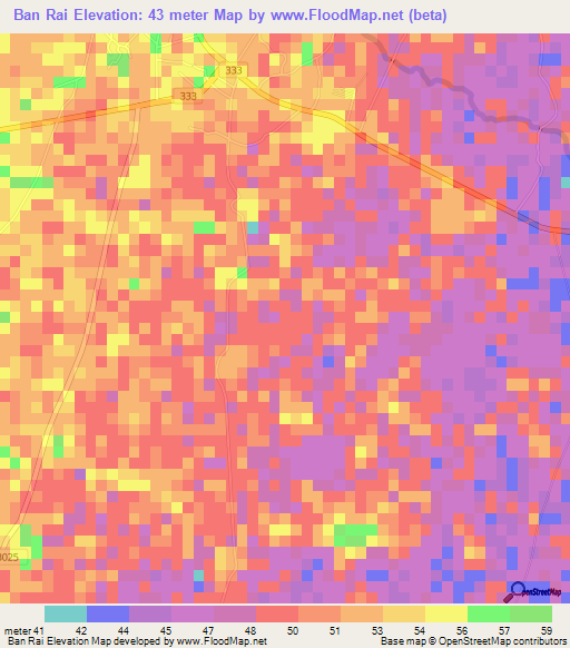 Ban Rai,Thailand Elevation Map