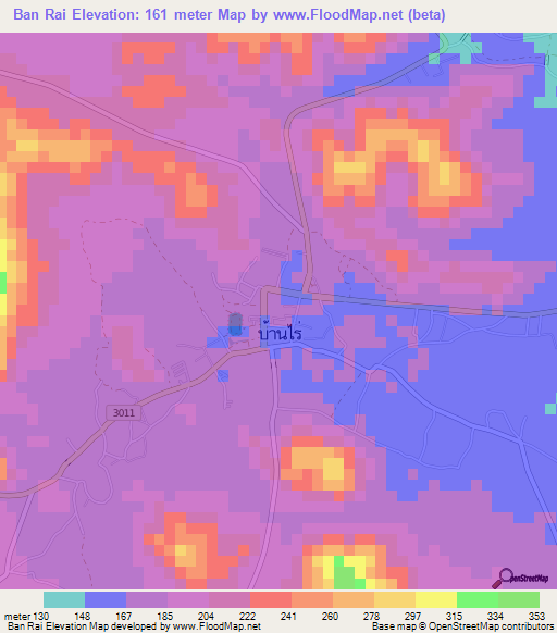 Ban Rai,Thailand Elevation Map