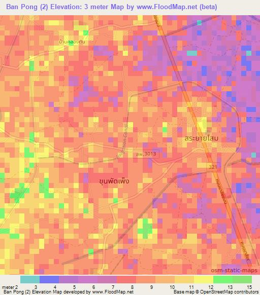 Ban Pong (2),Thailand Elevation Map
