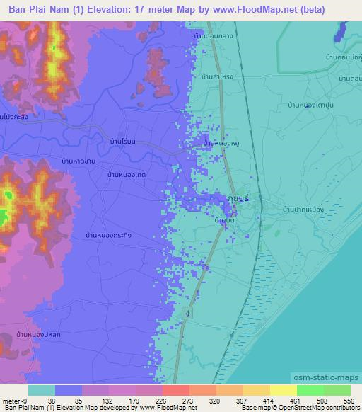 Ban Plai Nam (1),Thailand Elevation Map