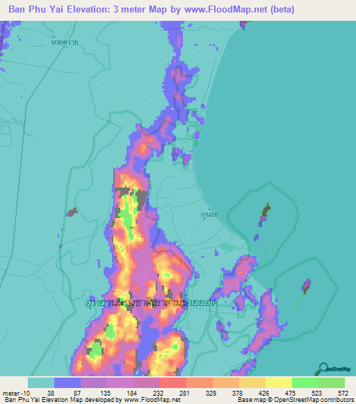Ban Phu Yai,Thailand Elevation Map
