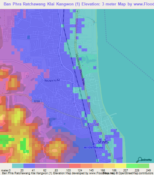 Ban Phra Ratchawang Klai Kangwon (1),Thailand Elevation Map