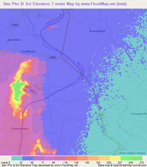 Ban Pho Si Soi,Thailand Elevation Map