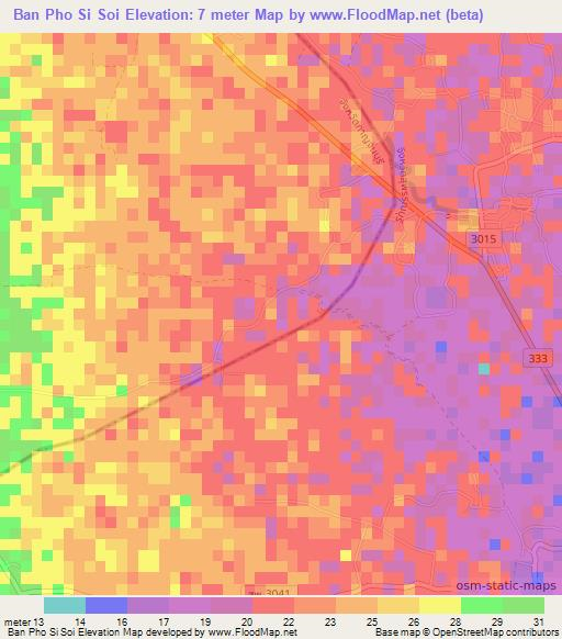 Ban Pho Si Soi,Thailand Elevation Map
