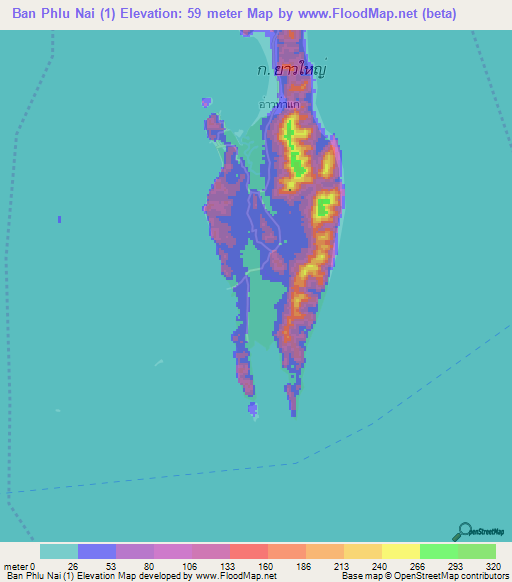 Ban Phlu Nai (1),Thailand Elevation Map