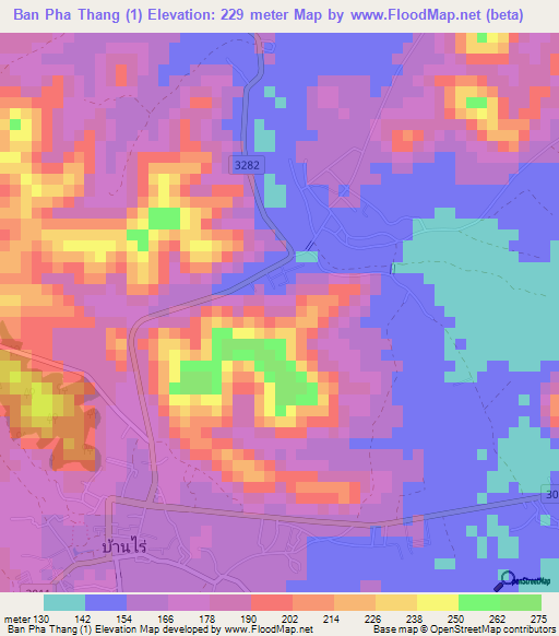Ban Pha Thang (1),Thailand Elevation Map