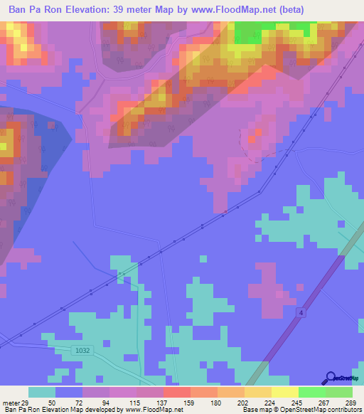 Ban Pa Ron,Thailand Elevation Map