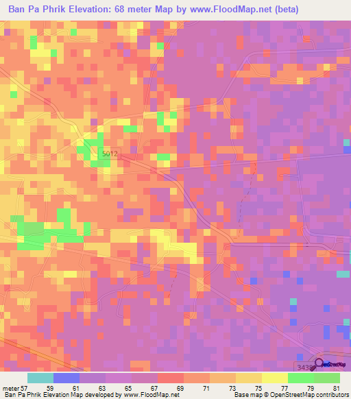 Ban Pa Phrik,Thailand Elevation Map