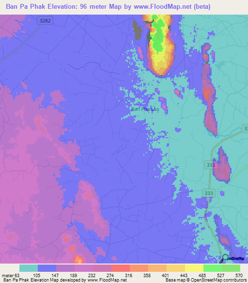 Ban Pa Phak,Thailand Elevation Map