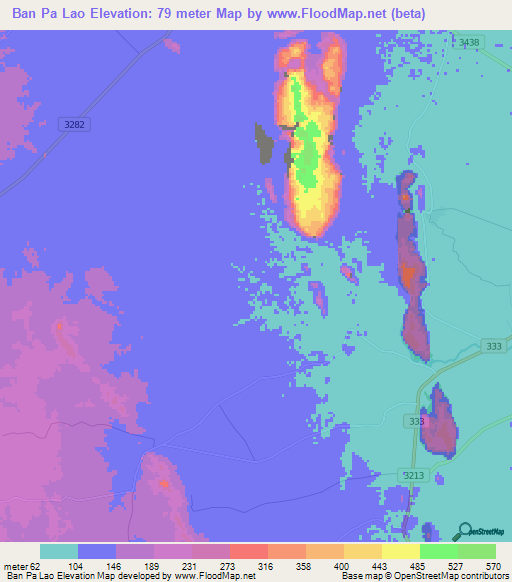 Ban Pa Lao,Thailand Elevation Map