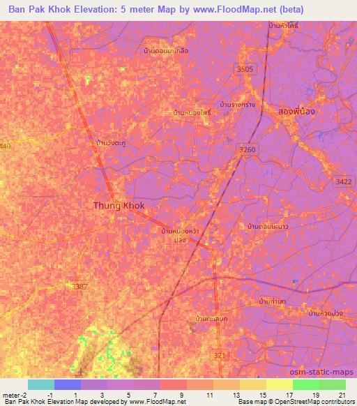 Ban Pak Khok,Thailand Elevation Map