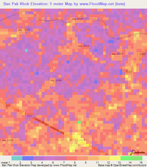 Ban Pak Khok,Thailand Elevation Map