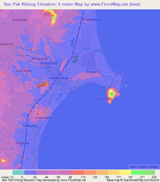 Ban Pak Khlong,Thailand Elevation Map