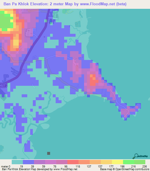 Ban Pa Khlok,Thailand Elevation Map