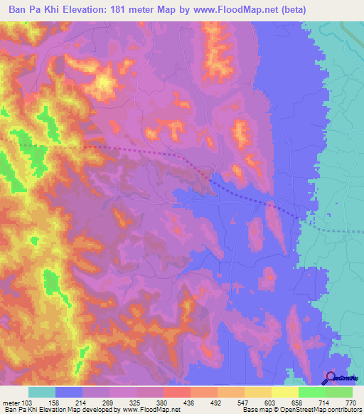 Ban Pa Khi,Thailand Elevation Map