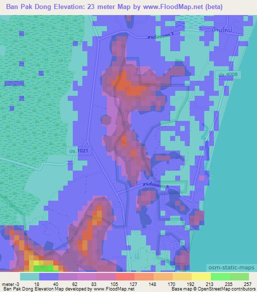 Ban Pak Dong,Thailand Elevation Map