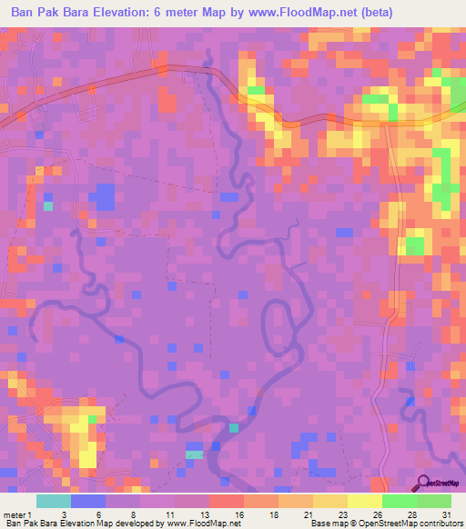 Ban Pak Bara,Thailand Elevation Map