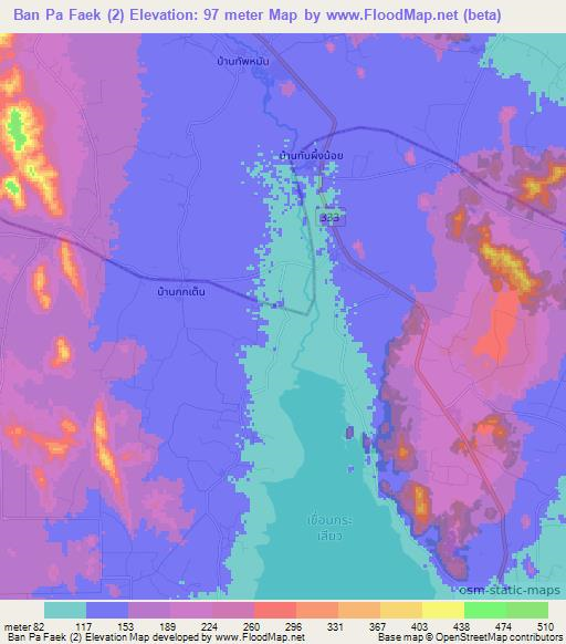 Ban Pa Faek (2),Thailand Elevation Map