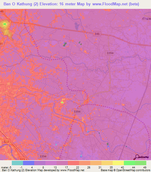 Ban O Kathung (2),Thailand Elevation Map