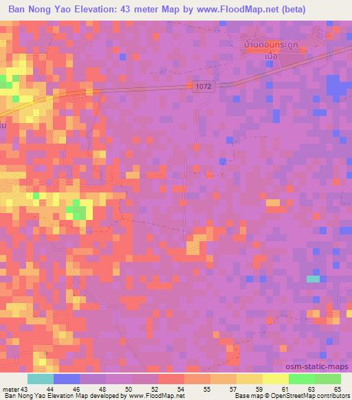 Ban Nong Yao,Thailand Elevation Map