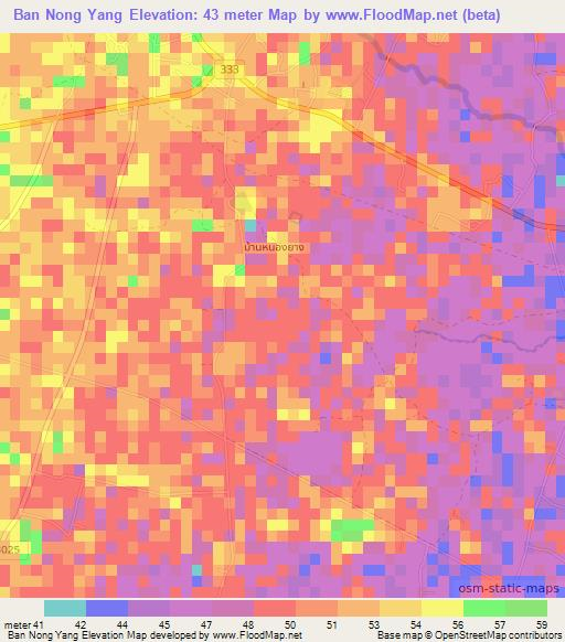 Ban Nong Yang,Thailand Elevation Map