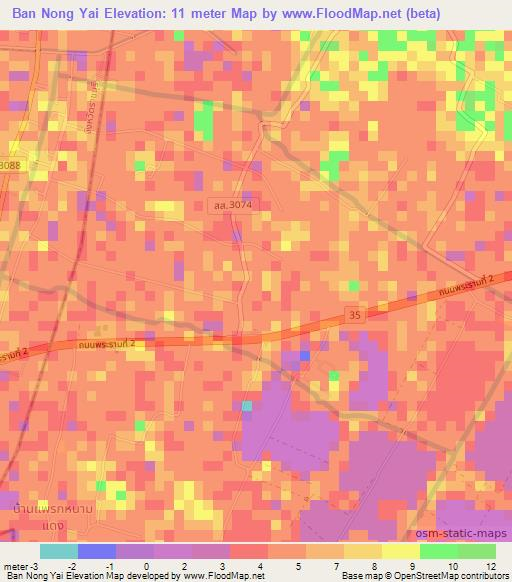 Ban Nong Yai,Thailand Elevation Map