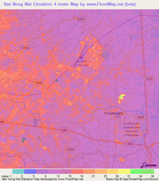 Ban Nong Wai,Thailand Elevation Map