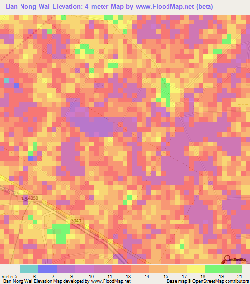 Ban Nong Wai,Thailand Elevation Map