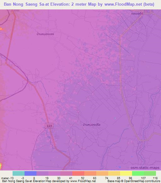Ban Nong Saeng Sa-at,Thailand Elevation Map