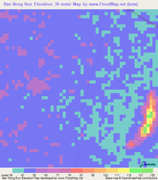 Ban Nong Run,Thailand Elevation Map