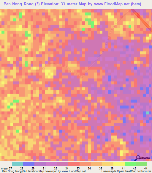 Ban Nong Rong (3),Thailand Elevation Map