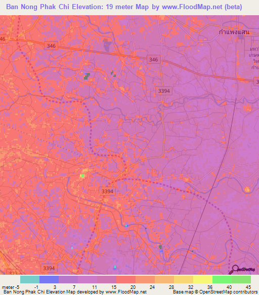 Ban Nong Phak Chi,Thailand Elevation Map