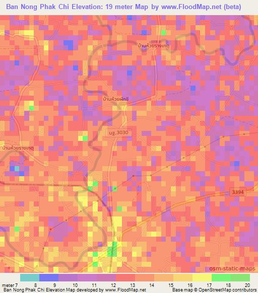 Ban Nong Phak Chi,Thailand Elevation Map