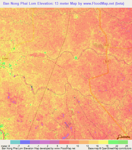 Ban Nong Phai Lom,Thailand Elevation Map