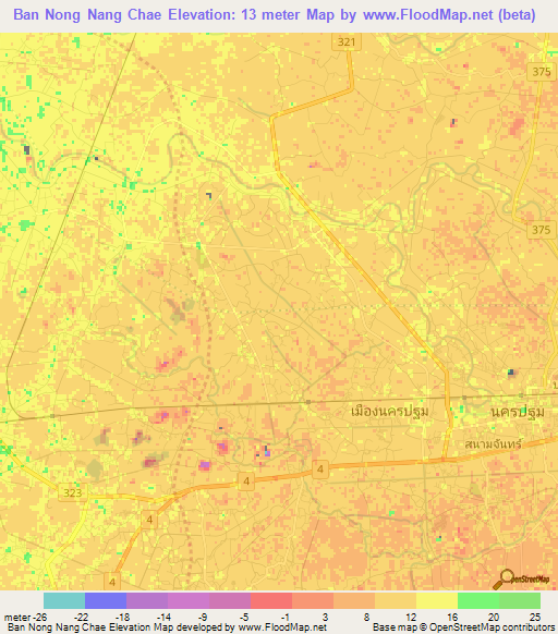 Ban Nong Nang Chae,Thailand Elevation Map