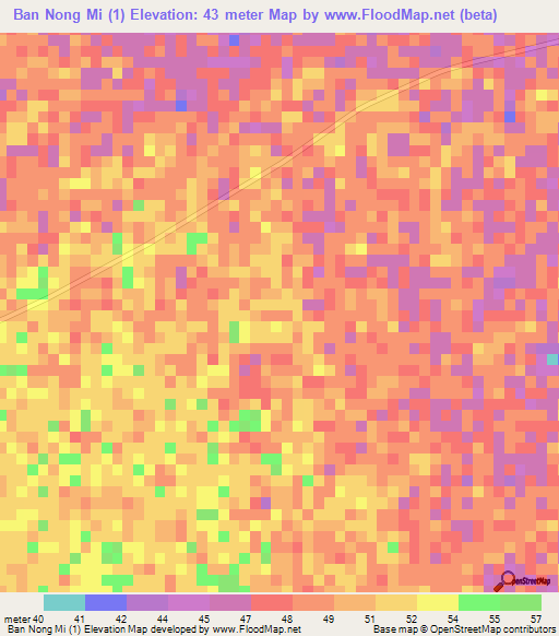 Ban Nong Mi (1),Thailand Elevation Map