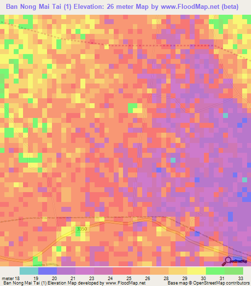 Ban Nong Mai Tai (1),Thailand Elevation Map