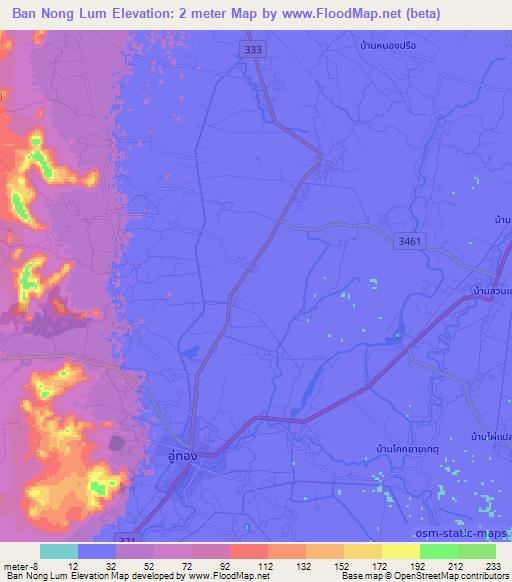 Ban Nong Lum,Thailand Elevation Map