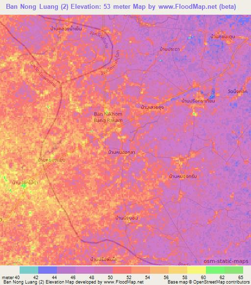 Ban Nong Luang (2),Thailand Elevation Map