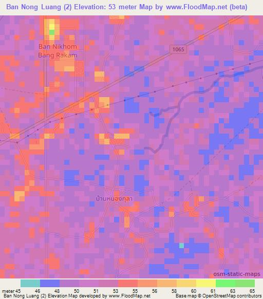 Ban Nong Luang (2),Thailand Elevation Map