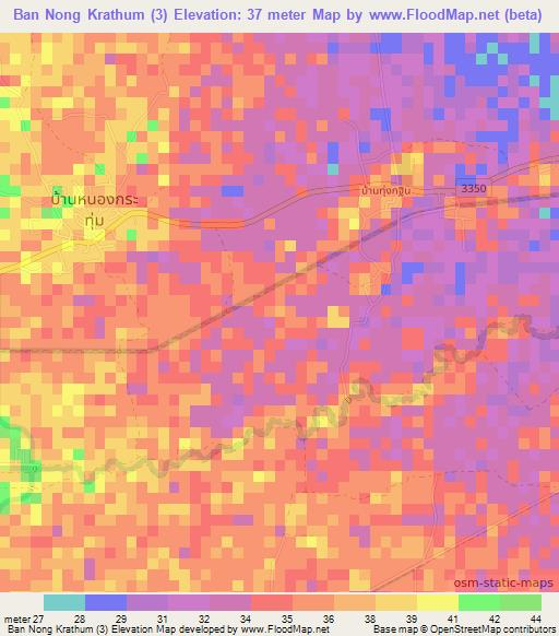 Ban Nong Krathum (3),Thailand Elevation Map