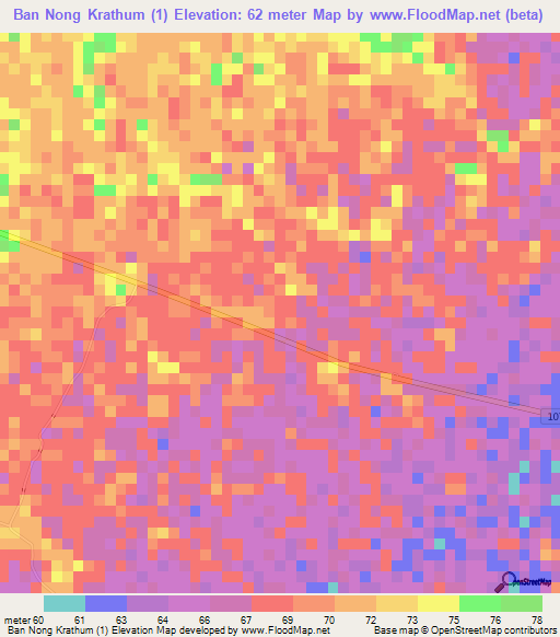 Ban Nong Krathum (1),Thailand Elevation Map