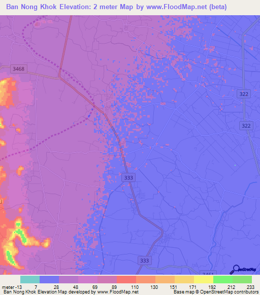 Ban Nong Khok,Thailand Elevation Map