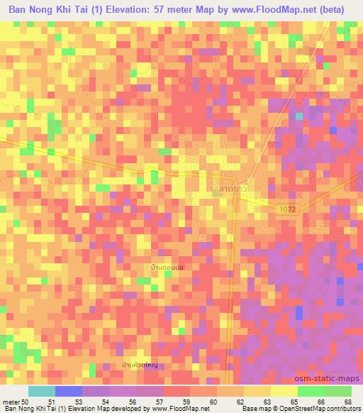 Ban Nong Khi Tai (1),Thailand Elevation Map