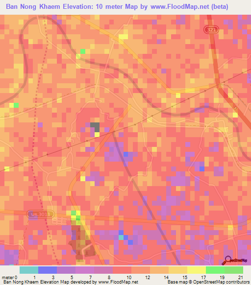 Ban Nong Khaem,Thailand Elevation Map
