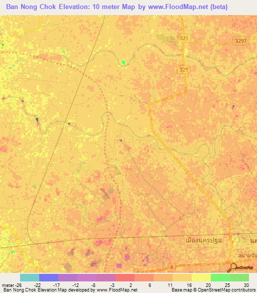Ban Nong Chok,Thailand Elevation Map